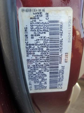 4T1BF28B6YU096791 - 2000 TOYOTA AVALON XL BURGUNDY photo 12