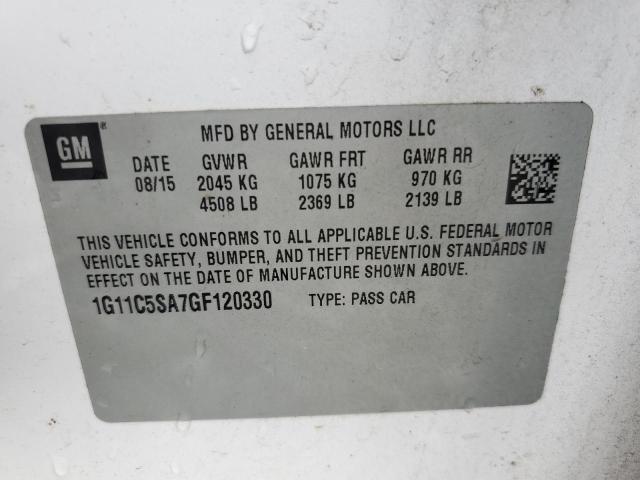 1G11C5SA7GF120330 - 2016 CHEVROLET MALIBU LIM LT 白色 照片 12