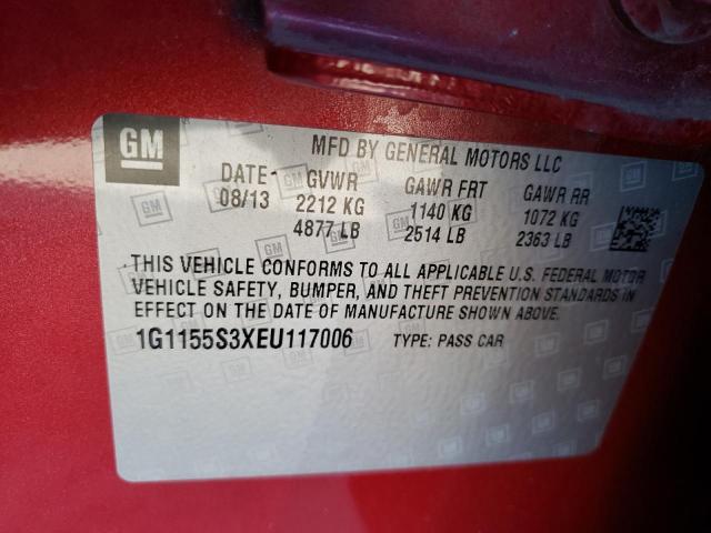 1G1155S3XEU117006 - 2014 CHEVROLET IMPALA LTZ RED photo 12