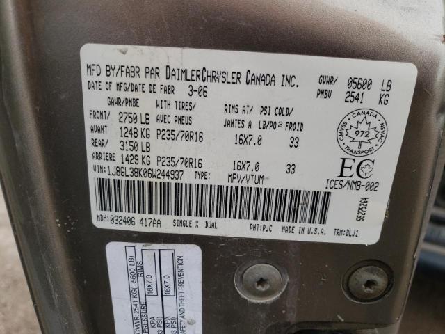 1J8GL38K06W244937 - 2006 JEEP LIBERTY RENEGADE TAN photo 13