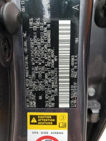 5TDBK3EH4DS244370 - 2013 TOYOTA HIGHLANDER BASE Сұр фото 13