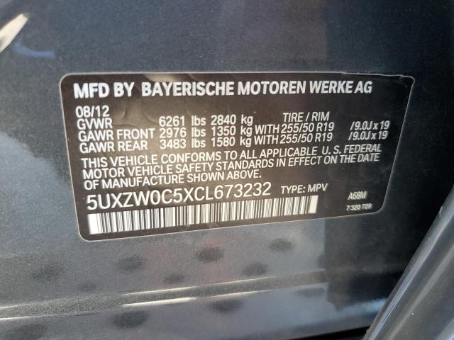 5UXZW0C5XCL673232 - 2012 BMW X5 XDRIVE35D GRAY photo 13