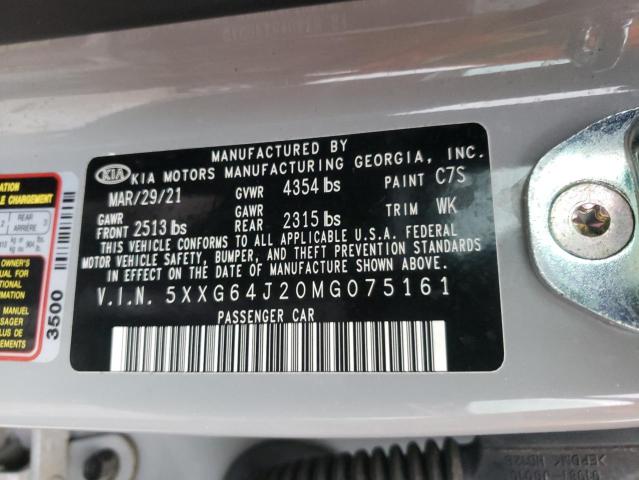 5XXG64J20MG075161 - 2021 KIA K5 GT LINE GRAY photo 13