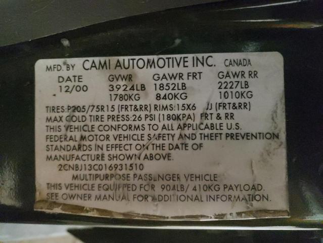 2CNBJ13C016931510 - 2001 CHEVROLET TRACKER GREEN photo 12