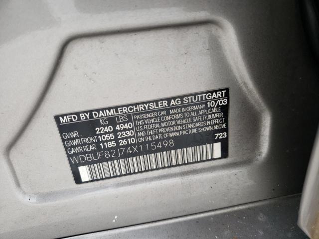 WDBUF82J74X115498 - 2004 MERCEDES-BENZ E 320 4MATIC SILVER photo 12