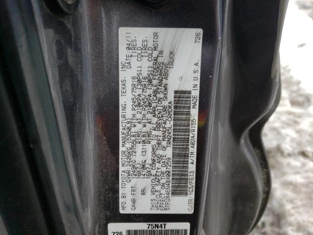 5TFUX4EN4BX007259 - 2011 TOYOTA TACOMA ACCESS CAB ნაცრისფერი ფოტო 12