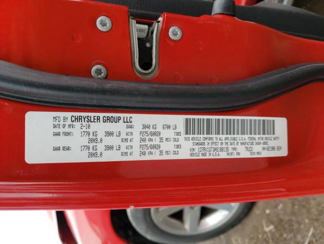 1D7RV1GT3AS188135 - 2010 DODGE RAM 红色 照片 12