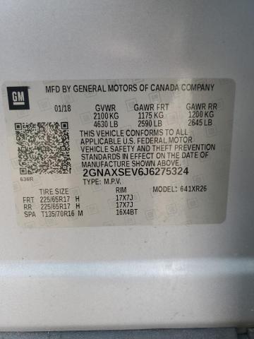 2GNAXSEV6J6275324 - 2018 CHEVROLET EQUINOX LT SILVER photo 12