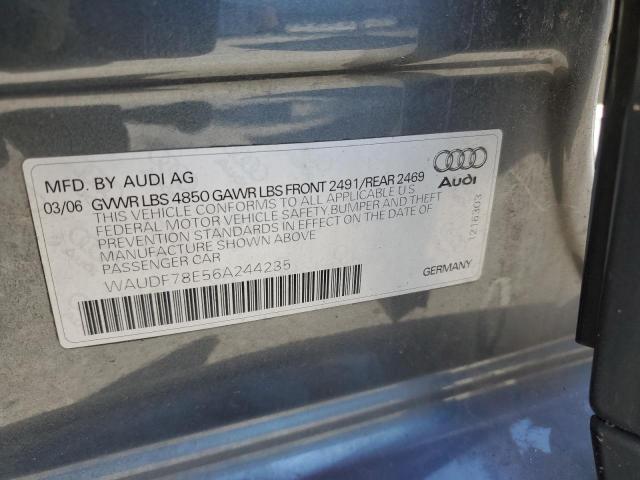 WAUDF78E56A244235 - 2006 AUDI A4 2.0T QUATTRO GRAY photo 12