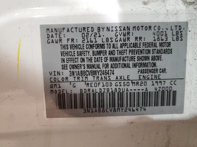 3N1AB8CV8MY246474 - 2021 NISSAN SENTRA SV WHITE photo 12