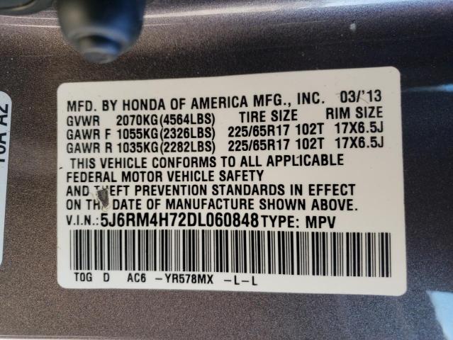 5J6RM4H72DL060848 - 2013 HONDA CR-V EXL GRAY photo 13