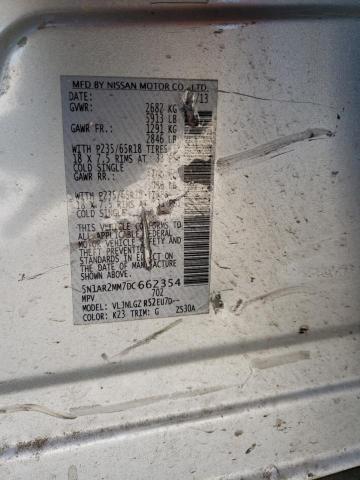 5N1AR2MM7DC662354 - 2013 NISSAN PATHFINDER S 银色 照片 14