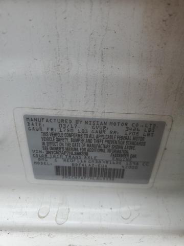 3N1CN7AP7HL868338 - 2017 NISSAN VERSA S WHITE photo 12