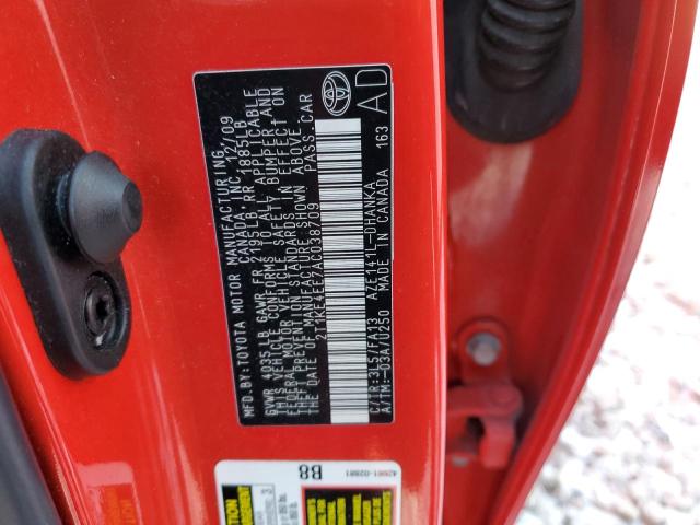 2T1KE4EE7AC038709 - 2010 TOYOTA COROLLA MA S RED photo 13