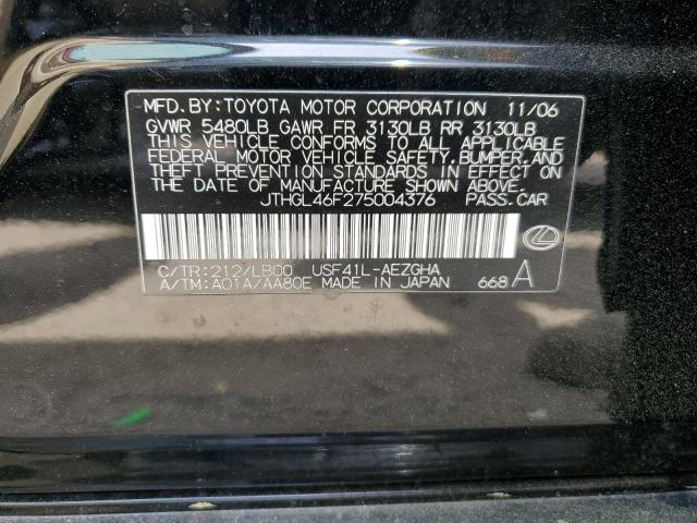 JTHGL46F275004376 - 2007 LEXUS LS 460L BLACK photo 12