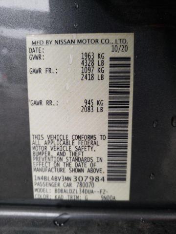 1N4BL4BV3MN307984 - 2021 NISSAN ALTIMA S GRAY photo 12