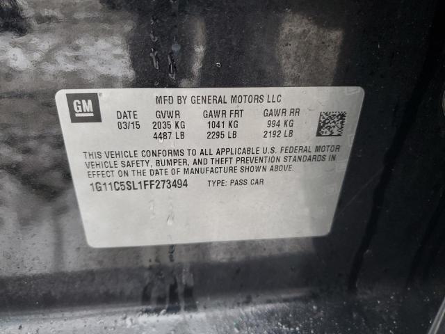 1G11C5SL1FF273494 - 2015 CHEVROLET MALIBU 1LT BLACK photo 12