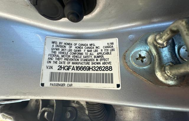 2HGFA16669H326288 - 2009 HONDA CIVIC LX-S SILVER photo 10