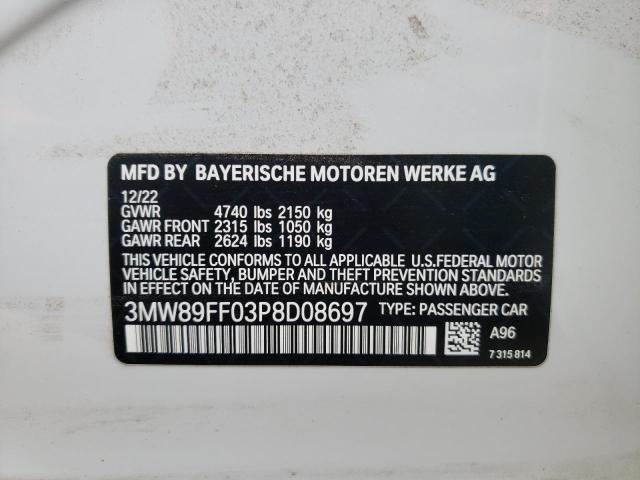 3MW89FF03P8D08697 - 2023 BMW 330XI WHITE photo 12