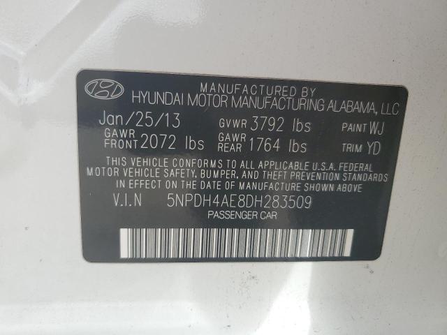 5NPDH4AE8DH283509 - 2013 HYUNDAI ELANTRA GLS WHITE photo 12