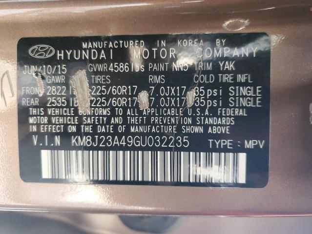 KM8J23A49GU032235 - 2016 HYUNDAI TUCSON SE BROWN photo 12