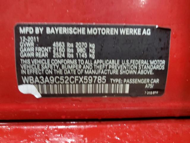 WBA3A9C52CFX59785 - 2012 BMW 335 I RED photo 13