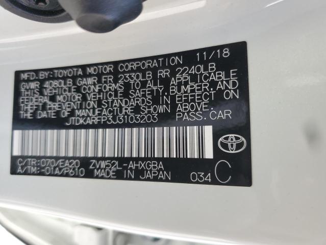 JTDKARFP3J3103203 - 2018 TOYOTA PRIUS PRIM 白色 照片 12