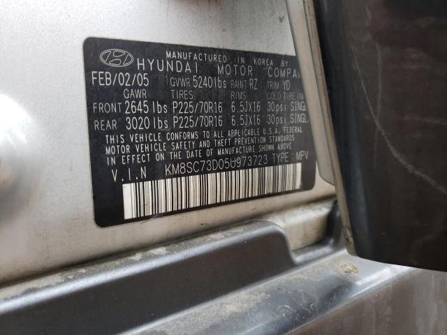 KM8SC73D05U973723 - 2005 HYUNDAI SANTA FE GLS GRAY photo 13