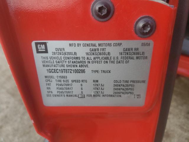 1GCEC19T87Z100286 - 2007 CHEVROLET SILVERADO C1500 CLASSIC RED photo 13