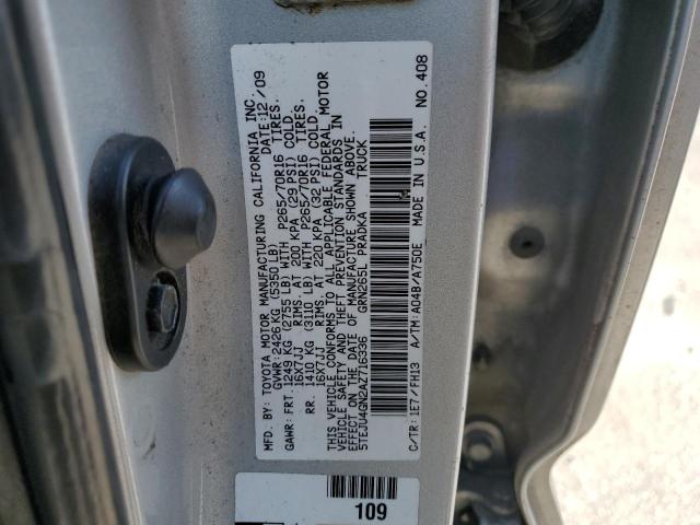 5TEJU4GN2AZ716336 - 2010 TOYOTA TACOMA DOUBLE CAB PRERUNNER SILVER photo 12