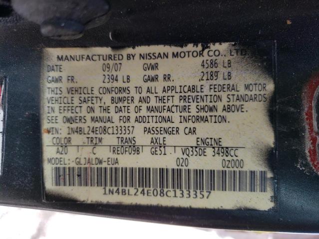 1N4BL24E08C133357 - 2008 NISSAN ALTIMA 3.5SE BLACK photo 12