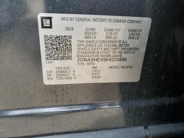 2GNAXHEV5K6131655 - 2019 CHEVROLET EQUINOX LS GRAY photo 13