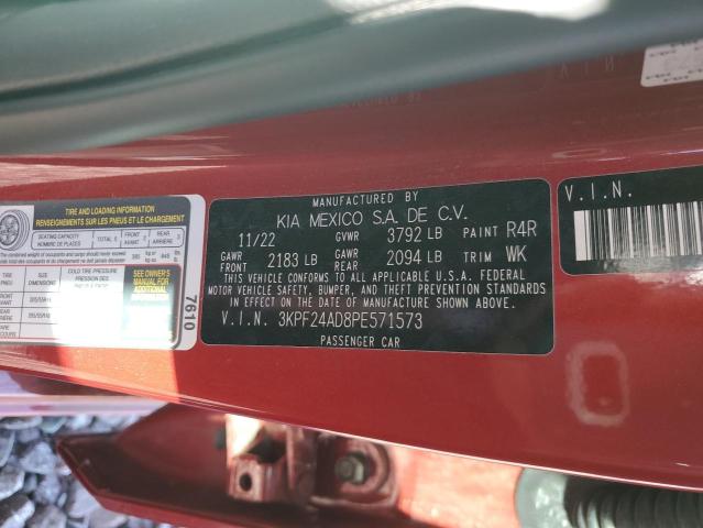 3KPF24AD8PE571573 - 2023 KIA FORTE LX RED photo 12