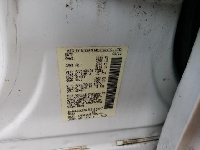 1N6AA0EC9BN323597 - 2011 NISSAN TITAN S 白色 照片 13