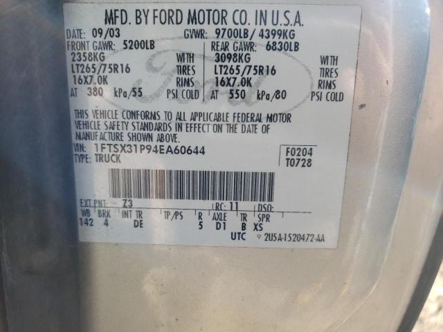 1FTSX31P94EA60644 - 2004 FORD F350 SRW SUPER DUTY SILVER photo 13