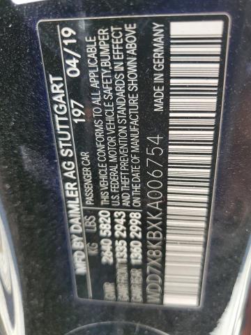 WDD7X8KBXKA006754 - 2019 MERCEDES-BENZ AMG GT 63 S BLACK photo 12