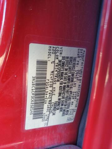 3N1BC1CP3CK252145 - 2012 NISSAN VERSA S RED photo 12