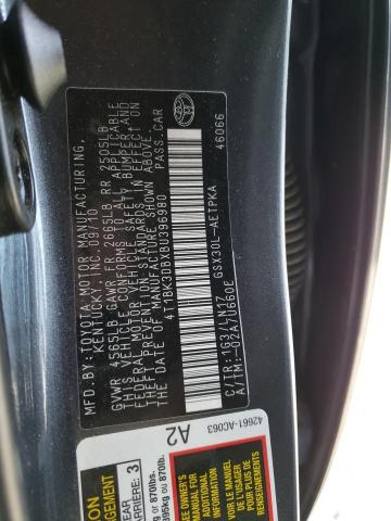 4T1BK3DBXBU396980 - 2011 TOYOTA AVALON BASE 灰色 照片 12