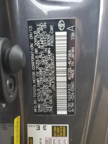 JTKJF5C7XE3080527 - 2014 TOYOTA SCION TC ვერცხლისფერი ფოტო 12