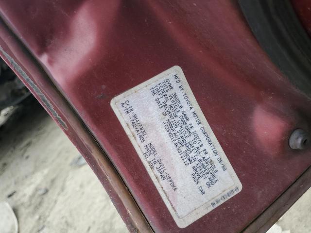 JT2SV21E4K3313112 - 1989 TOYOTA CAMRY DLX BURGUNDY photo 12