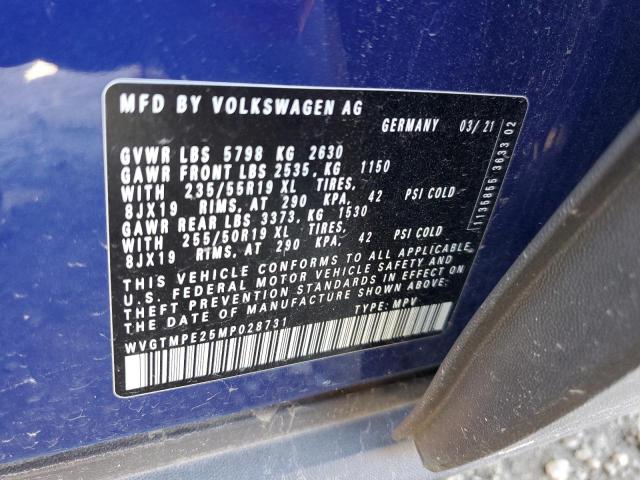 WVGTMPE25MP028731 - 2021 VOLKSWAGEN ID.4 PRO S ლურჯი ფოტო 14