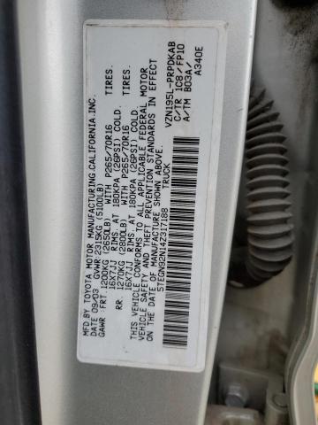 5TEGN92N14Z317188 - 2004 TOYOTA TACOMA DOUBLE CAB PRERUNNER SILVER photo 12