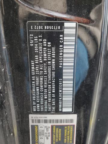 WVWAB7AJ0CW332813 - 2012 VOLKSWAGEN GOLF BLACK photo 12