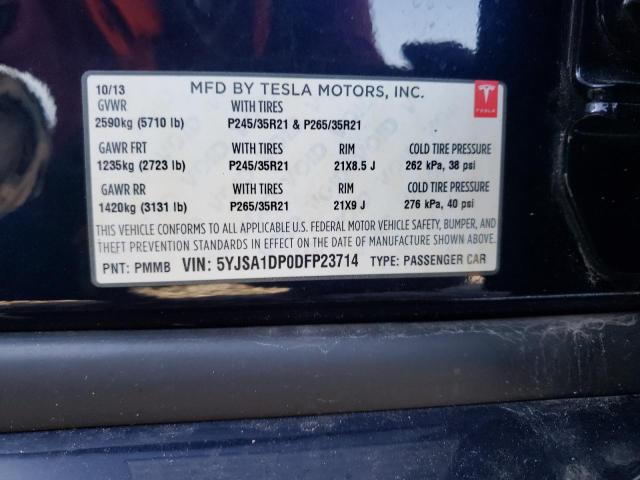 5YJSA1DP0DFP23714 - 2013 TESLA MODEL S Կապույտ լուսանկար 12