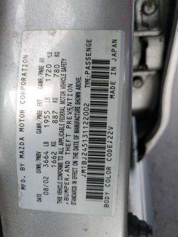 JM1BJ245131122002 - 2003 MAZDA PROTEGE PR5 银色 照片 12