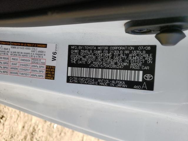 JTKDE167590285247 - 2009 TOYOTA SCION TC WHITE photo 12