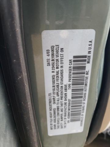 4S3BH675837650437 - 2003 SUBARU LEGACY OUTBACK AWP 绿色 照片 12