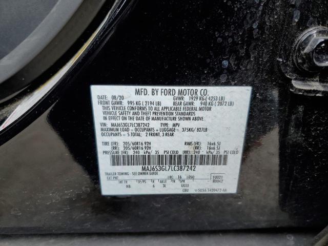 MAJ6S3GL7LC387242 - 2020 FORD ECOSPORT SE BLACK photo 12