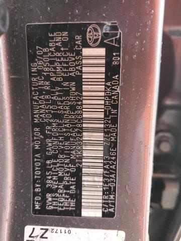 2T1KR32E78C688427 - 2008 TOYOTA COROLLA MA XR GRAY photo 12