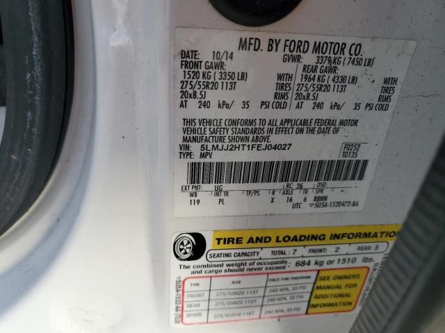 5LMJJ2HT1FEJ04027 - 2015 LINCOLN NAVIGATOR თეთრი ფოტო 14